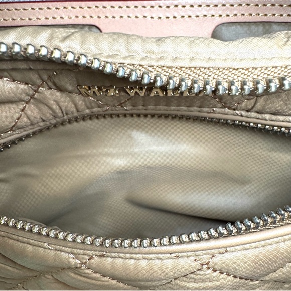 MZ Wallace Small Crosby Sling Bag In Caramel Tan Quilted Nylon W Gold Accents - Picture 11 of 13